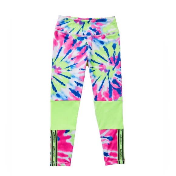 Justice J Sport Girls Bright Tie-Dye Color Block Athletic Leggings - sz: S (7/8) - Picture 2 of 5